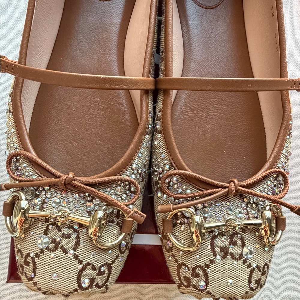 Gucci Horsebit Crystal Embellished Ballet Flats - Picture 3 of 6